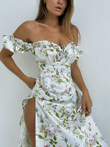 Floral Off Shoulder Maxi Kleid